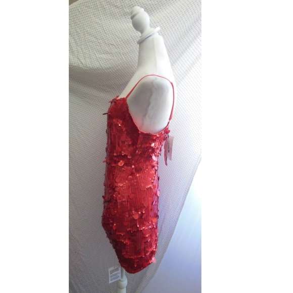 NWT ASOS EDITION Drape Side RED SEQUIN Party COCKTAIL Cami MINI DRESS US 10 - Picture 7 of 13